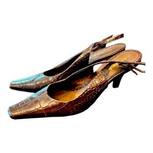 Antonio Melani croc sling backs. Excellent condition. No scuffs